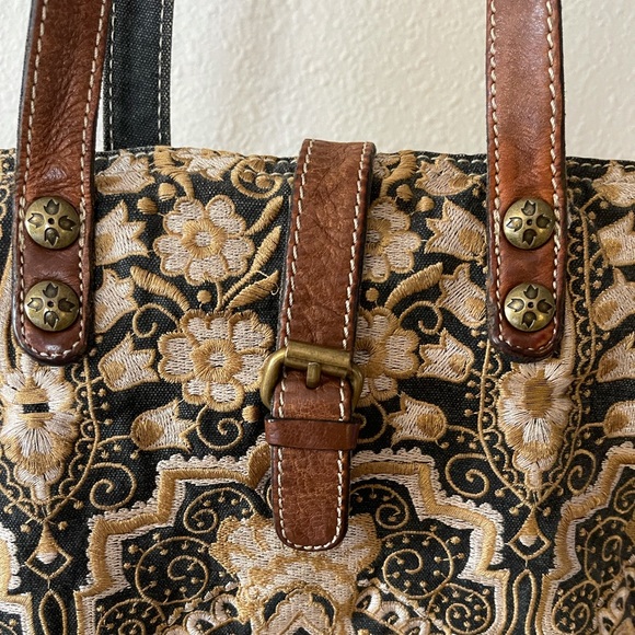 Patricia Nash Perugia Folklore tapestry and Leather Tote - Picture 3 of 10